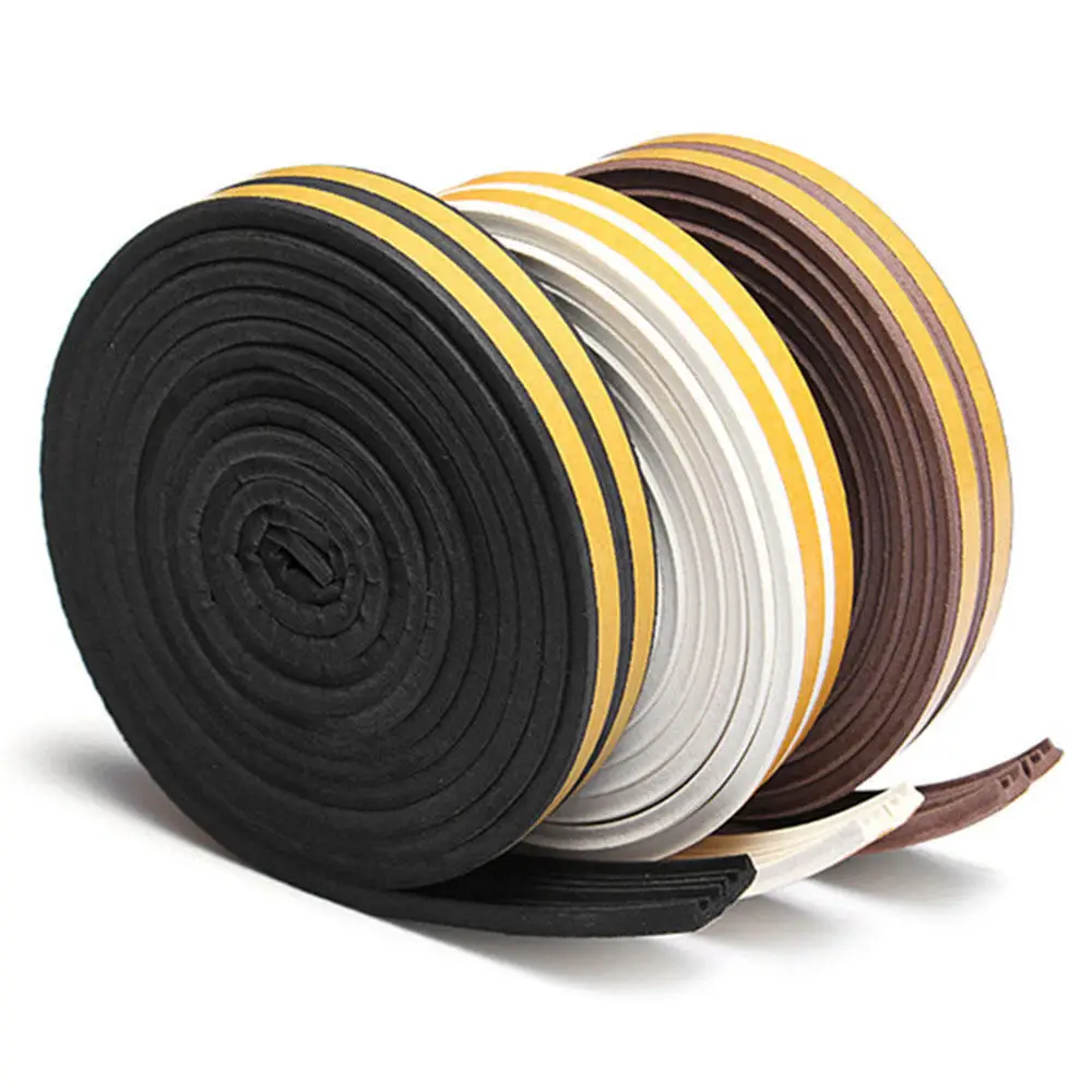 

Useful 1Pc 5m Self-Adhesive D Type Doors Windows Foam Seal Strip Soundproofing Collision Avoidance Rubber Sealing Strips Sticker