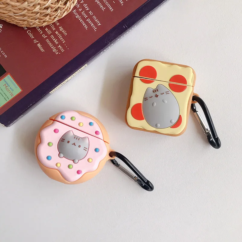 3D Lovely Japan Donuts Toast Cat Kitty Headphone Cases For Apple Airpods 1/2 Cute Silicone Protection Earphone Cover Accessories