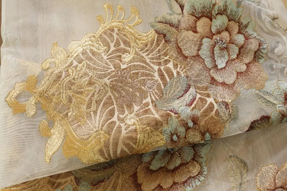 

Luxury elegant High-grade embroidered curtains Fabric for Kitchen Blackout Curtain 100% Cotton Europe Pure and fresh curtains