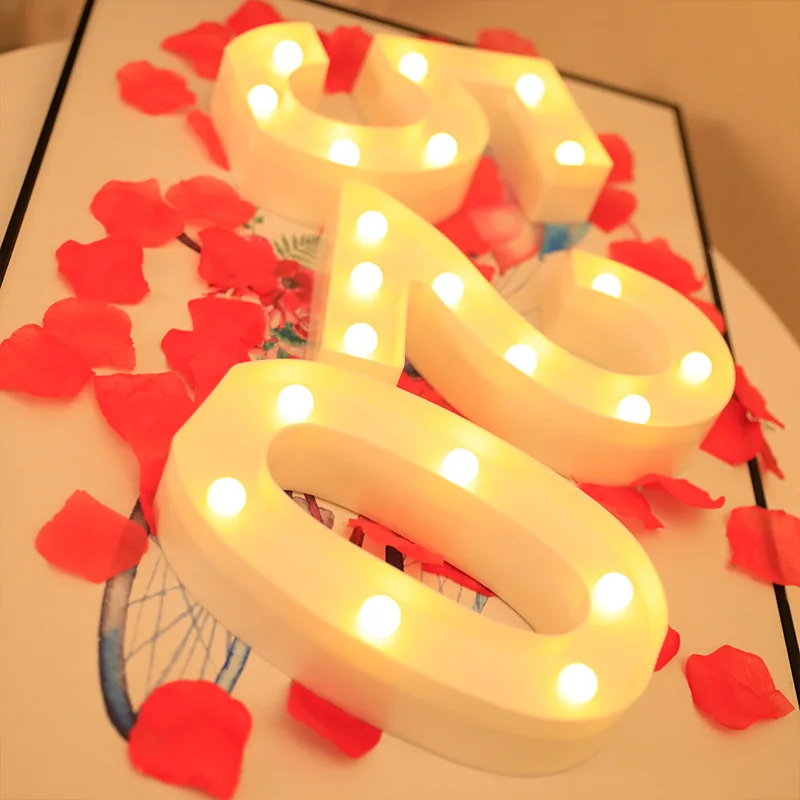 

Luminous 0-9 Digital Letter Light Battery Powered Lamp Night Light for Wedding Birthday Party Decor Large Decorative Letters