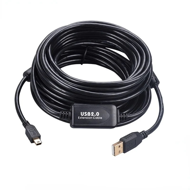 

10m 12m 15m USB Type A To Mini USB Data Sync Cable 5 Pin B Male To Male Charge Charging Cord Line for Camera MP3 MP4 New