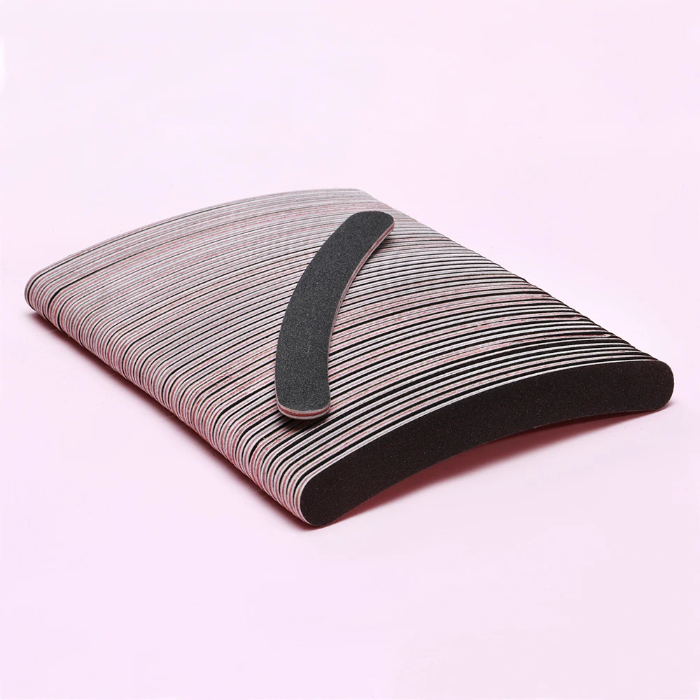 50 шт = 1 лот ногтей Черный Файл полумесяц-Форма 2 боковыми 100/180 cо шлифовальными