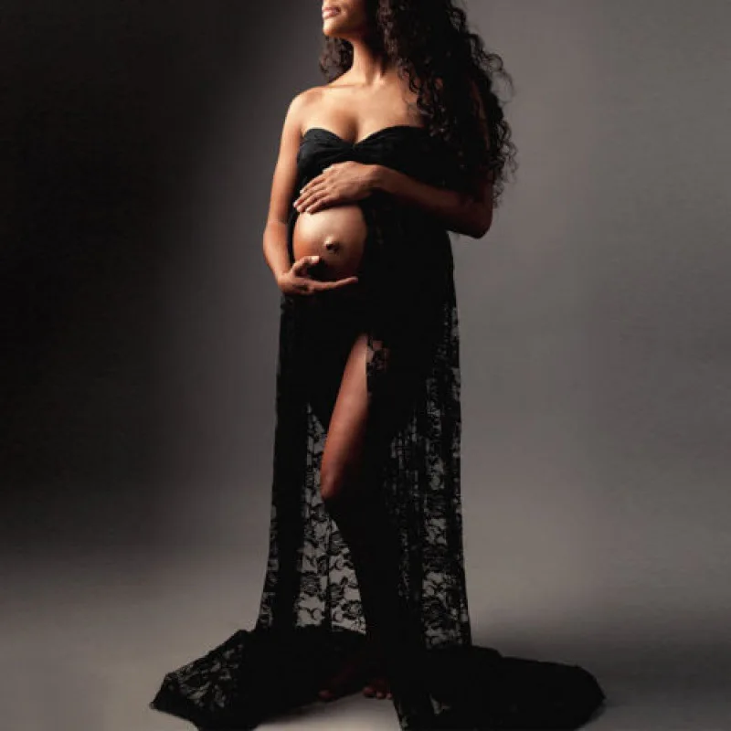 

Maternity Photography Clothes Sexy Elegant Lace Dresses Ankle High Gown Robe for Photo Shoot Prop pregnant Women Accessories
