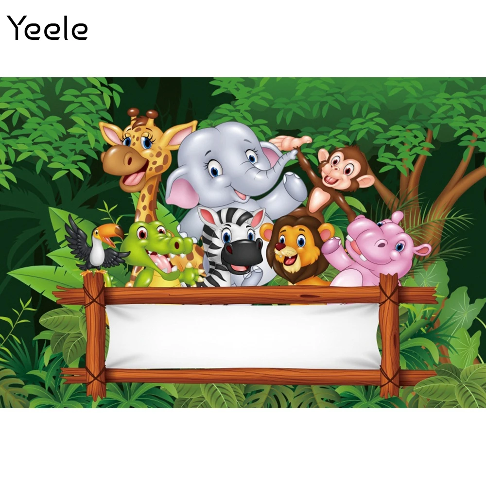 Yeele Birthday Backdrop Party Decor Prop Personalized Jungle Safari Photocall Baby Portrait Photographic Background Photo Studio |