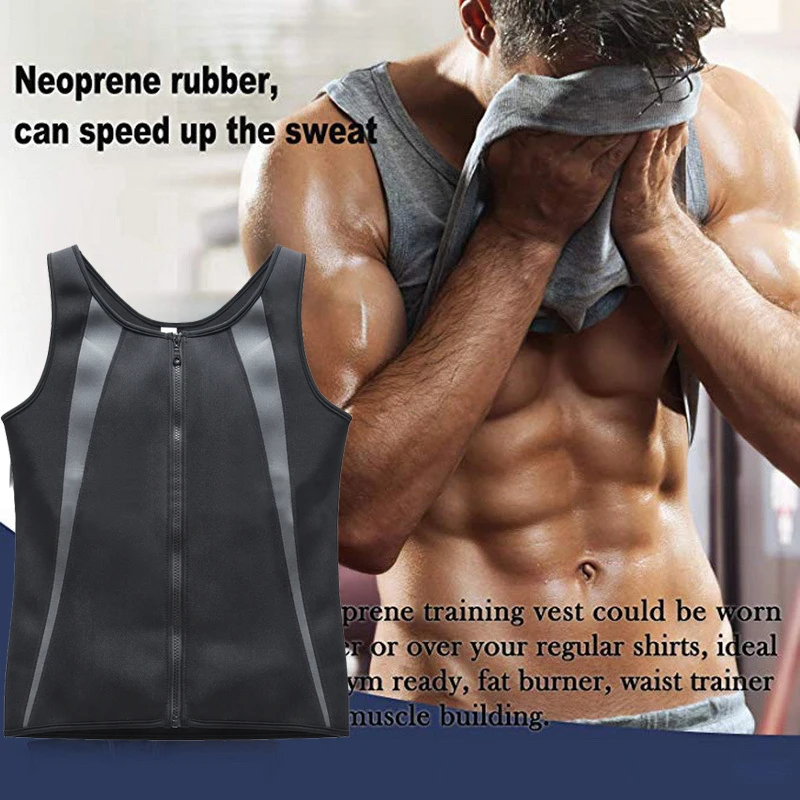 Мужской жилет-сауна для тренировок талии жилет на молнии корсет из неопрена