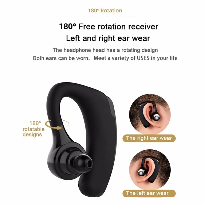 

Wireless Bluetooth Earphones Stereo Headset Single Handsfree with Microphone Business Bluetooth Head-phones For Driving