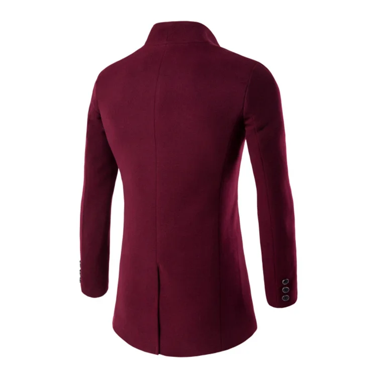 

New winter Korean fashion fashion men's woolen coat mid-length solid color slim windbreaker jacket