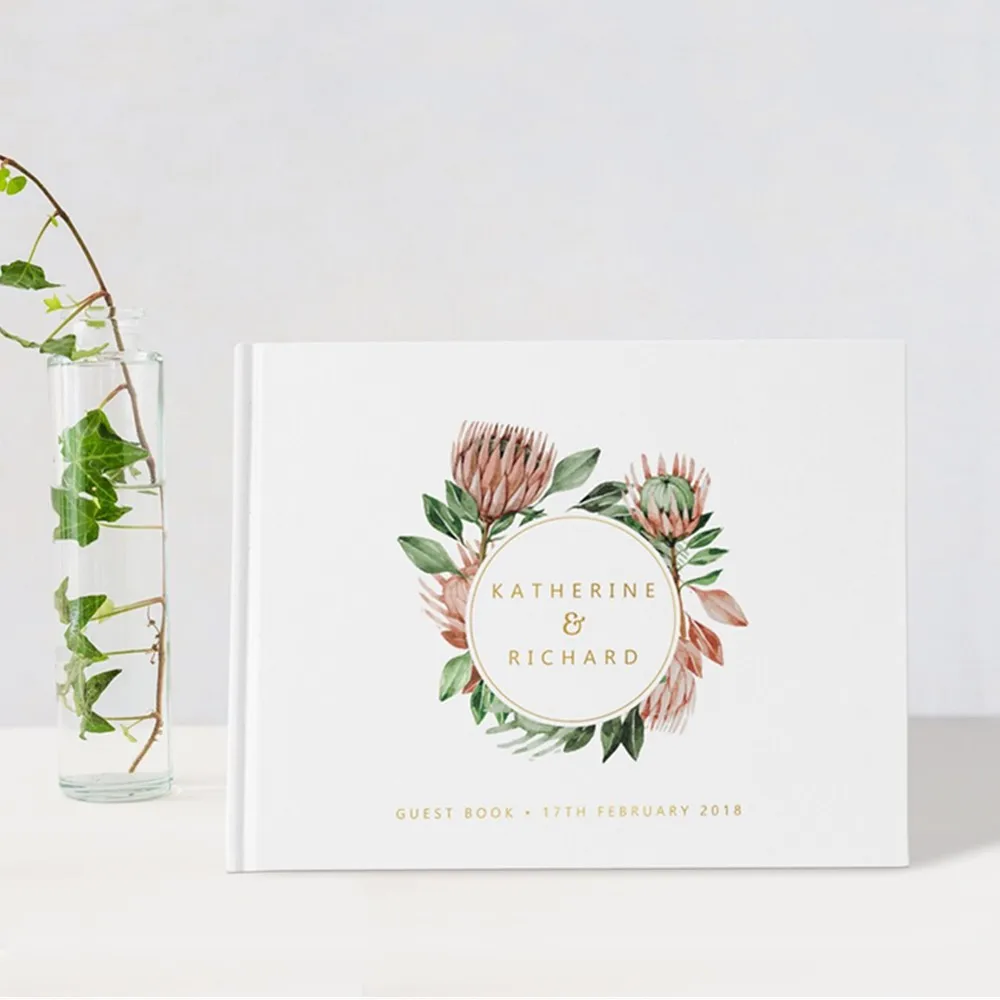 

Свадебная Гостевая книга мистер и миссис, Свадебная Гостевая книга Protea, австралийские родные цветы, гостевая Свадебная книга, гостевая Золотая фольга,