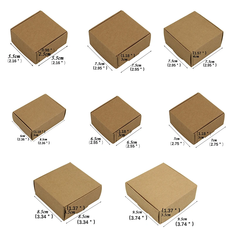50 шт. квадратный крафт бумаги Упаковочная коробка мыло ручной работы подарка