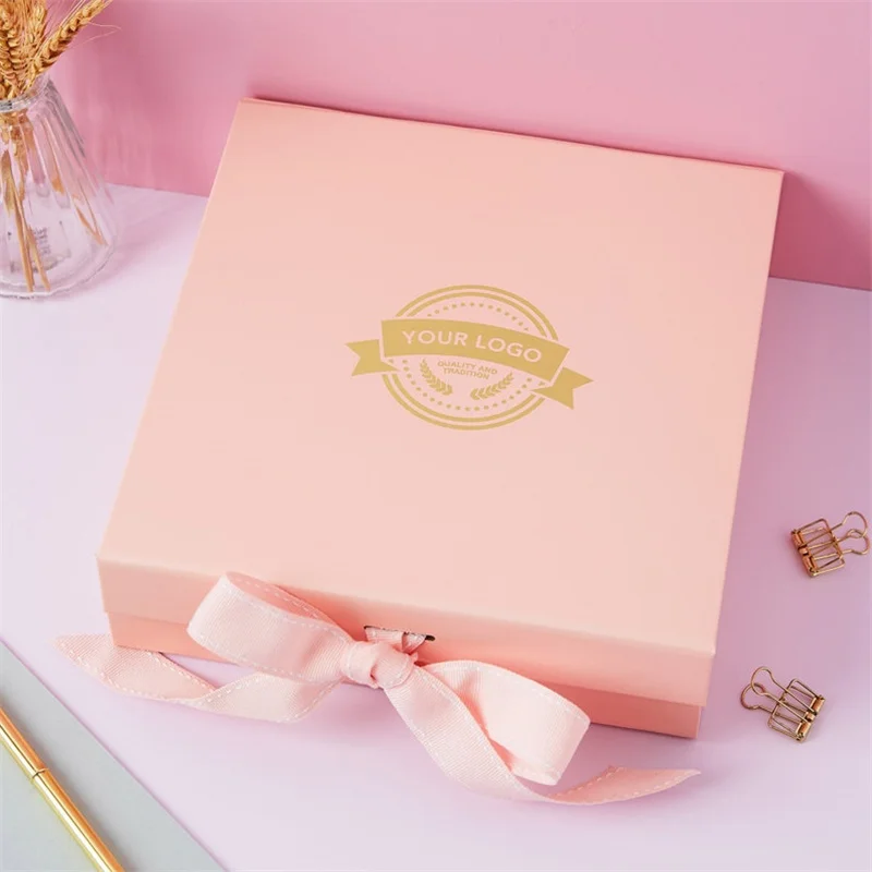 

Matte Black 500pcs High Quality Ribbon Folding Packaging Wholesale Magnet Closure Gift Box Custom Logo For Packing Shoes Clothes