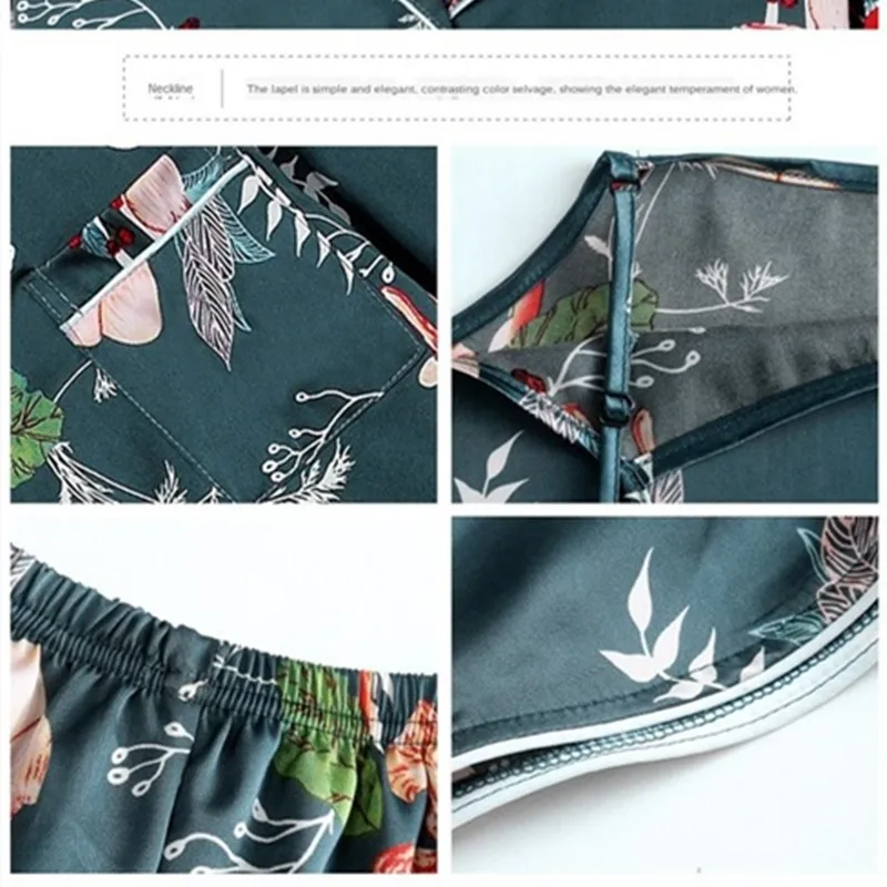

XIFER Pajamas Women 7-piece Lingerie Suit Real Silk Home Clothes Women Camisole Thin Section Plant Flowers Spring Autumn Shein