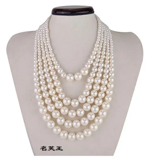 Новинка 2017 дизайнерское женское ожерелье из белого искусственного жемчуга с
