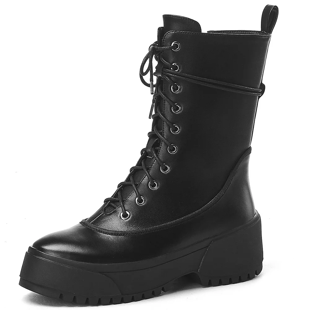 balck no fur DORATASIA/Роскошные Брендовые женские ботинки из натуральной кожи; коллекция года; модные ботинки со светоотражающими элементами на платформе; женская повседневная обувь на танкетке - Цвет: balck no fur