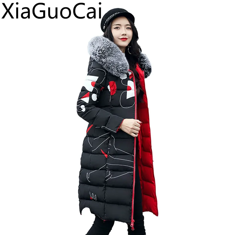 Женские Длинные хлопковые парки студенческие толстые пальто с капюшоном зимние