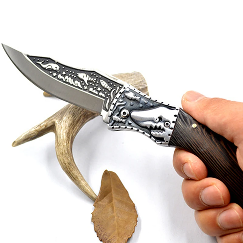 Изысканно резной походный тактический нож охотничий для выживания на открытом