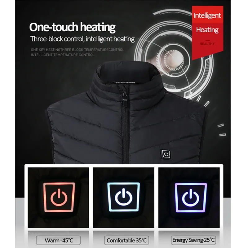 Электрический жилет с подогревом через USB мужской Женское пальто тепловая
