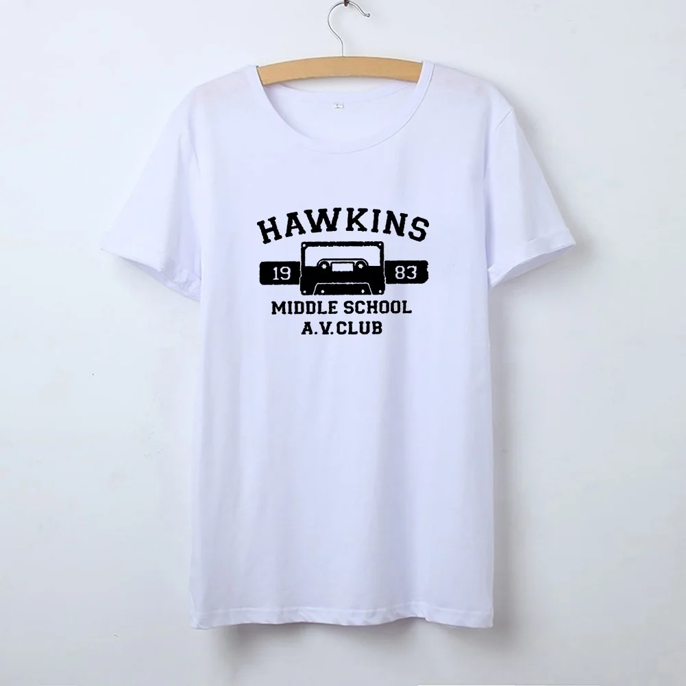 Футболка Hawkins женская с принтом для средней школы хлопковая Свободная рубашка