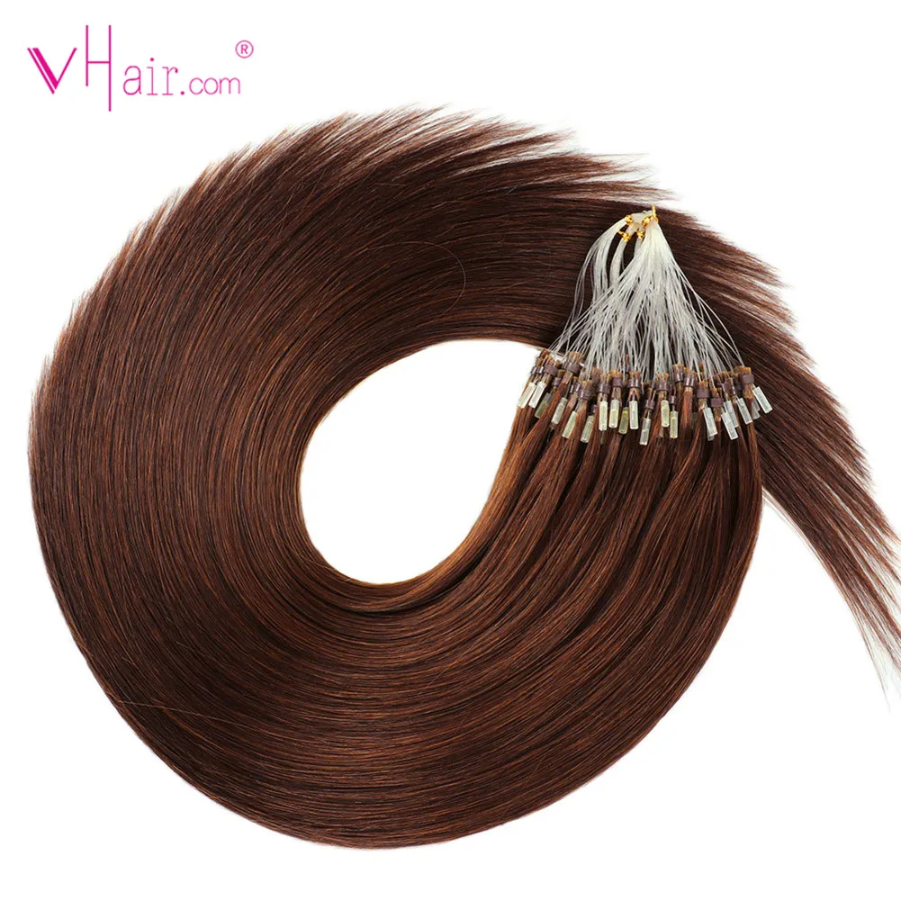 VHair 18 дюймов человеческие волосы для наращивания на микро кольцах Натуральные