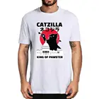 Унисекс Catzilla японский винтажном закат Стиль черная кошка LoverНовая Летняя мужская 100% хлопок футболка для женщин Мягкий топы, футболки подарок