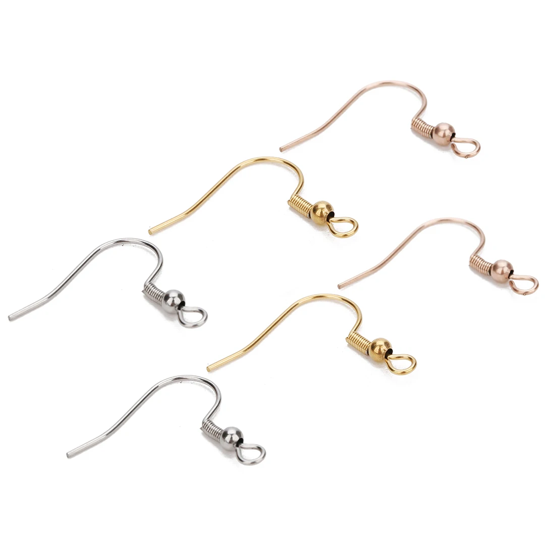 

3 Colors 20pcs 20x20mm Stainless Steel Earring Wires Ear Hooks with Spring and Ball DIY Jewelry Components Making Accessories
