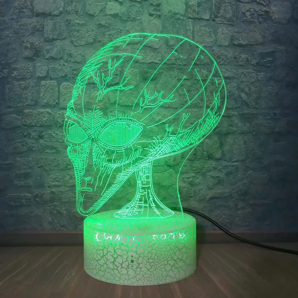 3D светильник Alien Head LED USB Mood Ночной с сенсорным сенсором изменяющий цвет вечерние