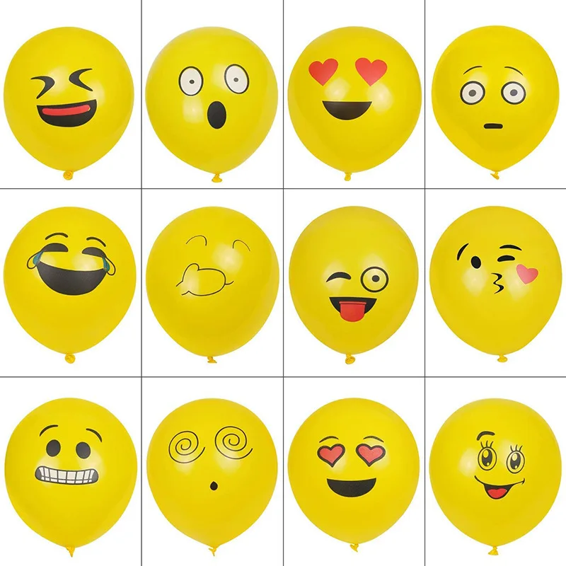 100 шт./лот 12 дюймов плотная рисунком в виде улыбающихся рожиц Выражение воздушных