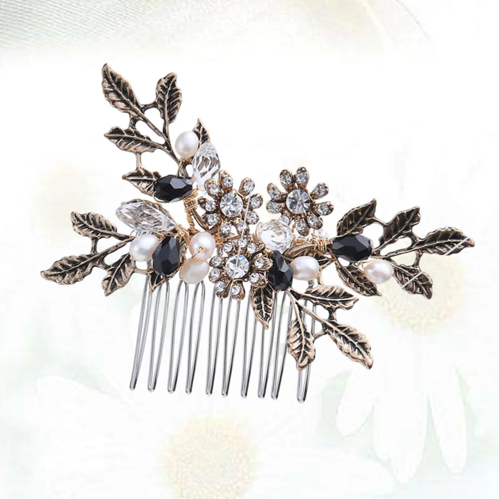 

1pc Retro Hair Comb Rhinestone Inlay Pearl Alloy Insert Comb Bridal Hair Accessories