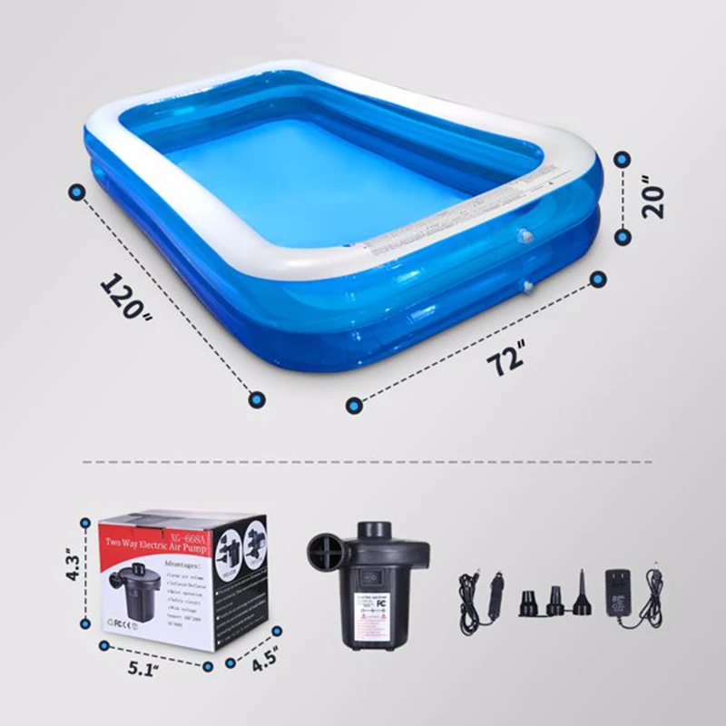 

Inflatable Swimming Pool Family Full-Sized Above Ground Swimming Pools with Air Pump Outdoor Backyard Lounge Pool