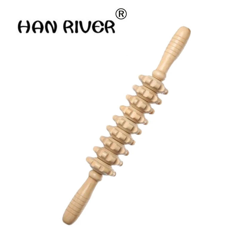 Yoga meridian bar no paint Ecru nine rounds thick shaft Whole body massage roller pounded his waist back neck leg wooden | Красота и