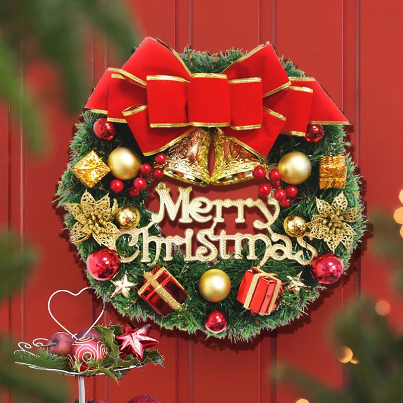 

Гирлянда 30 см с бантом, Рождественский венок из ели, Рождественская подвесная Гирлянда для входной двери, для дома, новогодвечерние, 2022