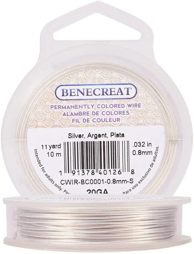 

1 Roll 20GA 10M/11Yard Copper Wire Permanently Colored Wire, Silver Color