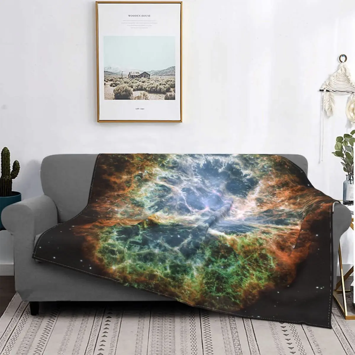 

Manta con imagen de nebulosa de cangrejo sin texto, manta a cuadros para cama, manta de muselina, manta ponderada