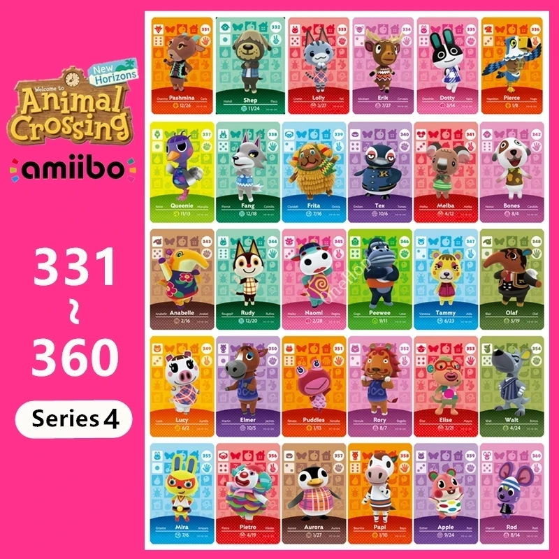 

Animal Croxxing NO.331~360 Hot Villager Ntag215 Tag Animal Card Work For NS NFC Games Series 4 New Horizons