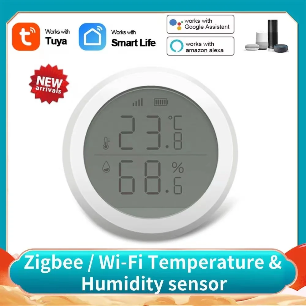 

Умный датчик температуры и влажности Tuya ZigBee/Wi-Fi с ЖК-дисплеем, комнатный гигрометр, термометр для Alexa Google Home