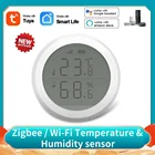 Умный датчик температуры и влажности Tuya ZigBeeWi-Fi с ЖК-дисплеем, комнатный гигрометр, термометр для Alexa Google Home