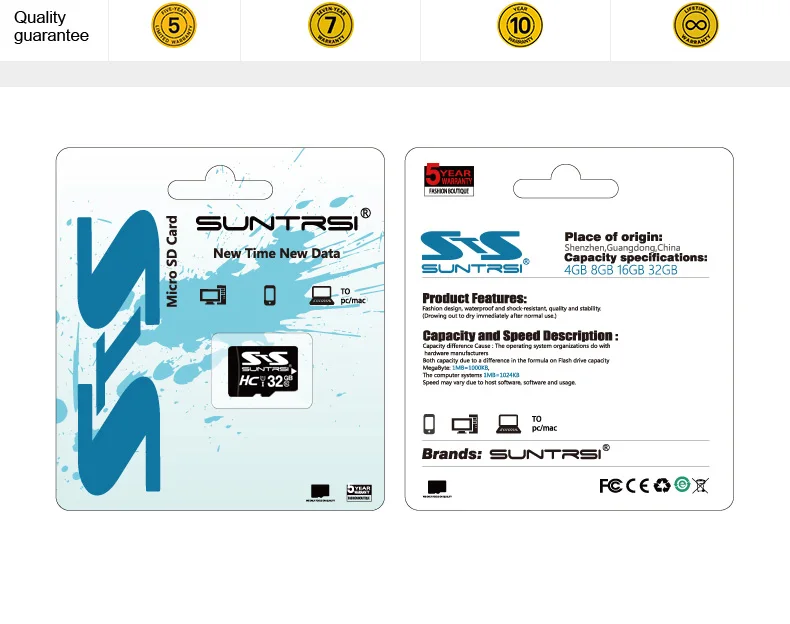 Suntrsi карта памяти 32 Гб высокоскоростная micro tf карта sd карта 16 Гб класс 6 micro sd Mini TF карты для смартфонов