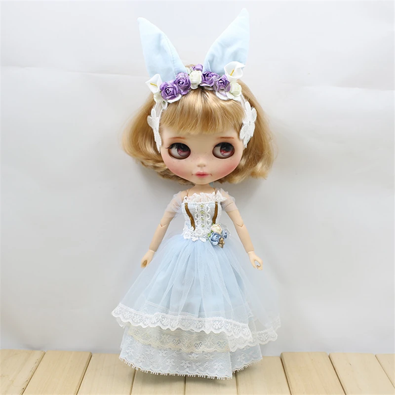 ICY DBS Blyth кукла licca Игрушка Одежда Кружева свадебное платье кролик головной убор