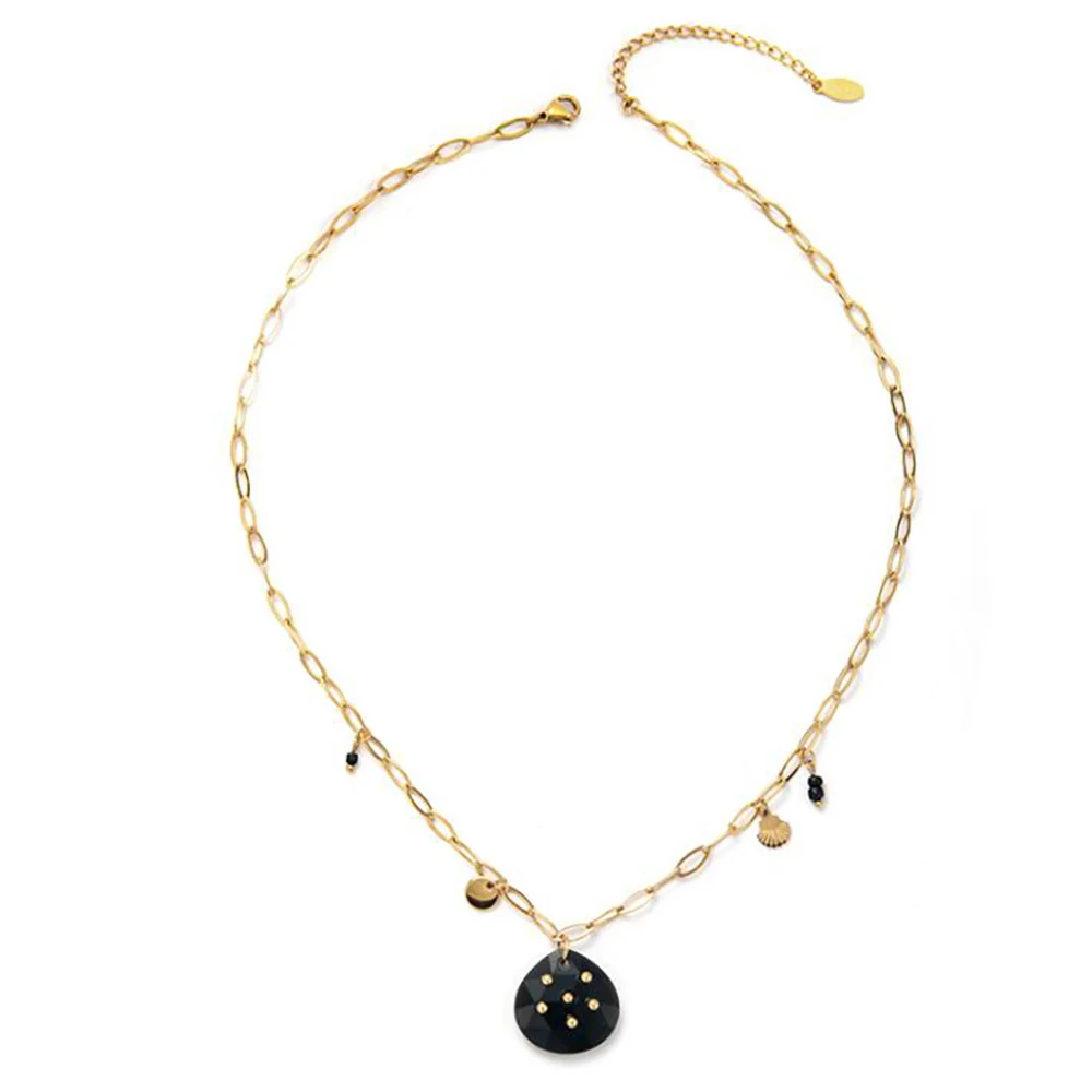 

Минимализм из нержавеющей стали, Женский Нежный натуральный камень, модное ожерелье с подвеской, ювелирные изделия, подарок для Него с цепо...