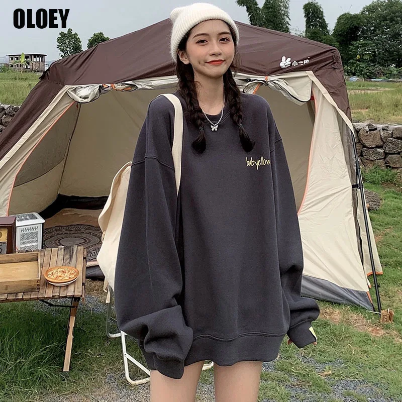 

Hoodie Women Korean 2021 Autumn Fashion Femme Sweatshirts Loose Popular Aesthetic Print Harajuku All-Match Casual Teens Pullover