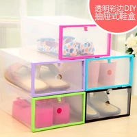 diy thick plastic shoe box storage box home organizer drawer stackable foldable storage drawer racks