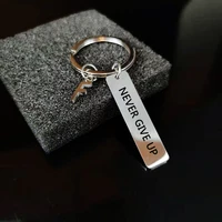never give up keychain with a z 26 initials letter engraved stainless steel car keyring inspirational jewelry gifts