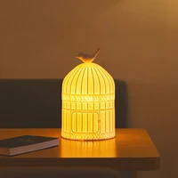 ceramic creative small bird cage bedroom living room led light table lamp night light table lamp decoration ornaments