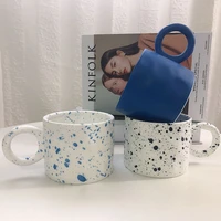 creative ink splashing mug ceramic cup household coffee milk cup female klein blue gift office drinkware