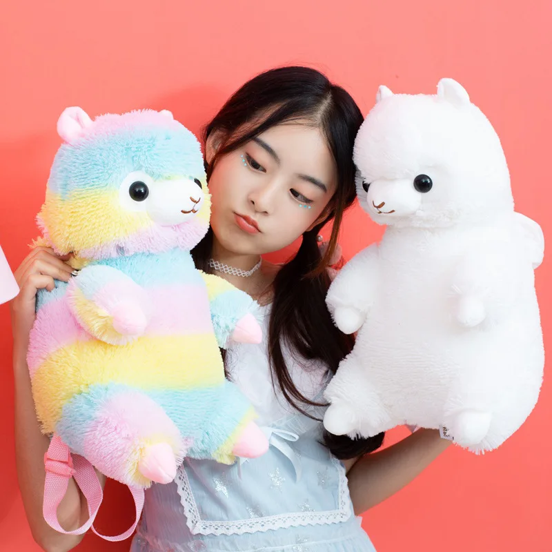 40 см Плюшевый Рюкзак Kawaii альпака радуга мягкая кукла плюшевая Наплечная Сумка