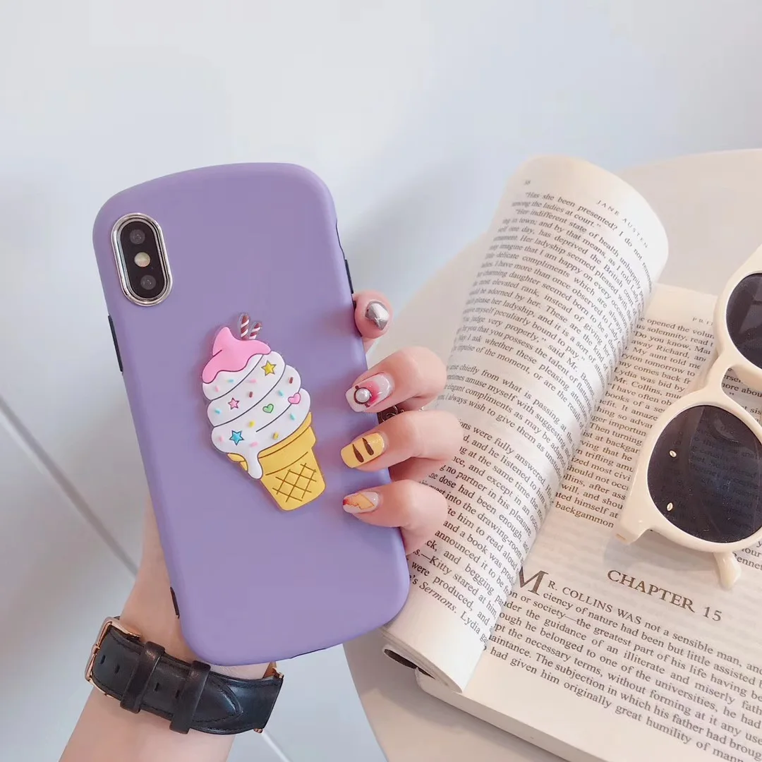 DECOCASE милые розового и фиолетового цветов Футболка с принтом мороженого эскимо