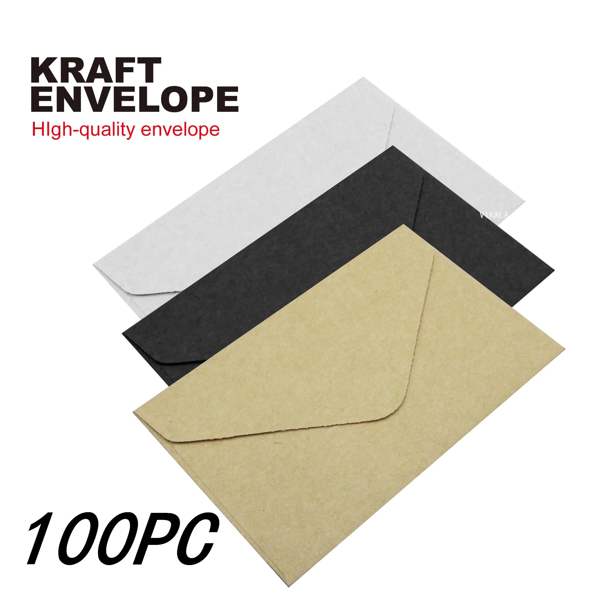 100 шт. Классический белый черный крафт пустой мини бумажный оконный конверт свадебные приглашения конверт Подарочный конверт