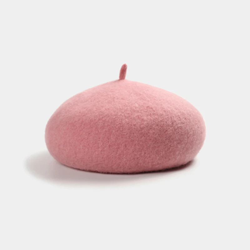 Light pink Новинка, осенне-зимний высококачественный Женский берет, Модный женский однотонный Повседневный шерстяной берет, женские элегантные теплые шапки и кепки - Цвет: Light pink