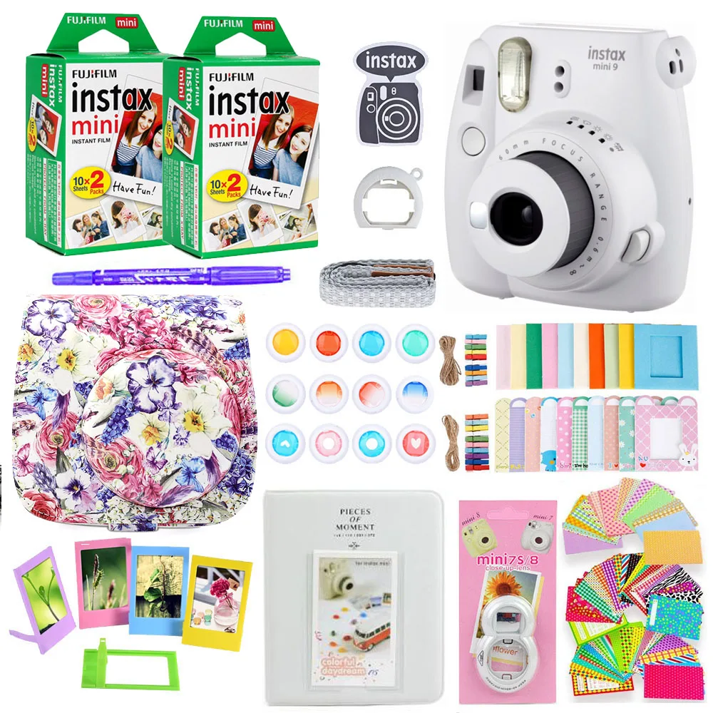 Фотокамера моментальной печати Fujifilm Instax Mini 9 с 40 листами бумаги для мини-пленки наплечный ремень сумка аксессуары комплект