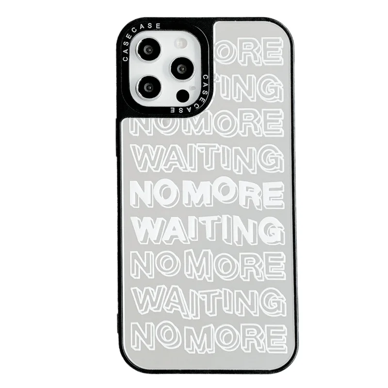 

graffiti English Phone Case for iPhone 12 mini SE 7 8 Plus X XS Max XR 11 pro Max mirror Hard shell Cover with Black Len Frame