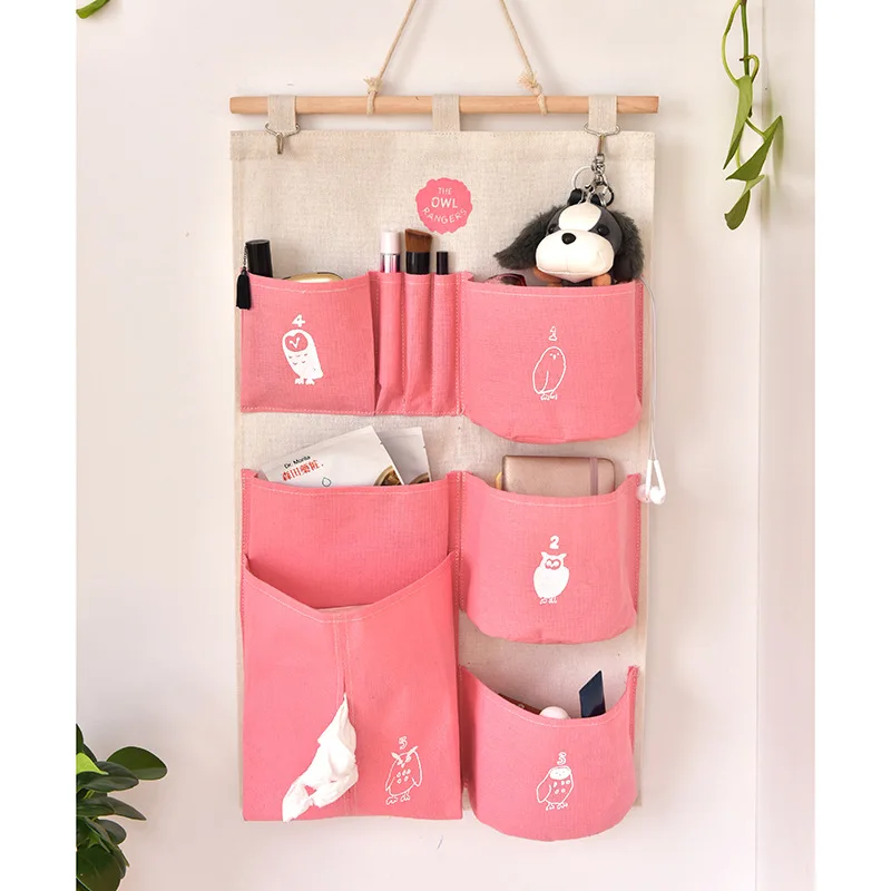 

Cotton and Linen Multifunctional Stick support Storage Bag Color Multi-specification Wall-mounted Storage Bag Behind The Door
